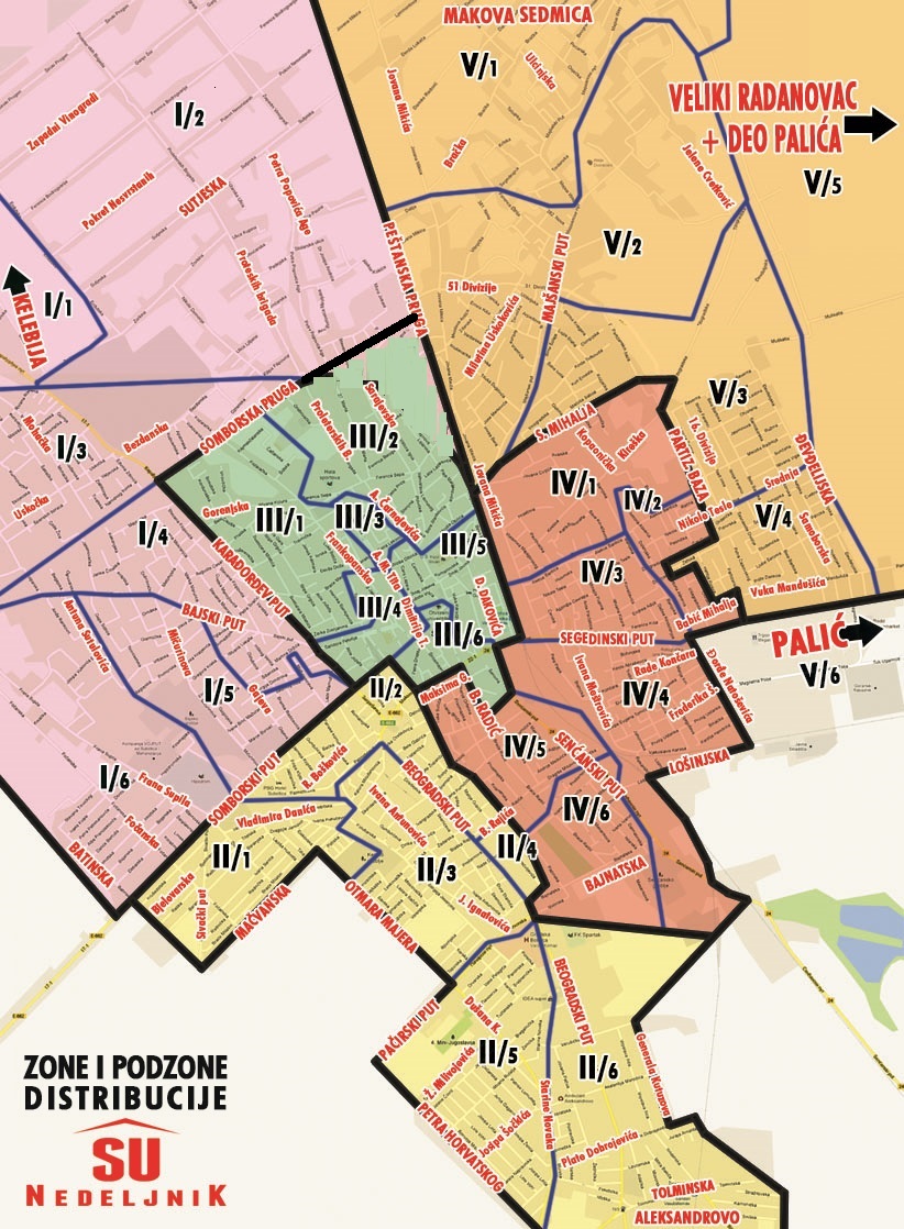 Mapa podele SU  Nedeljnik-a u Subotici