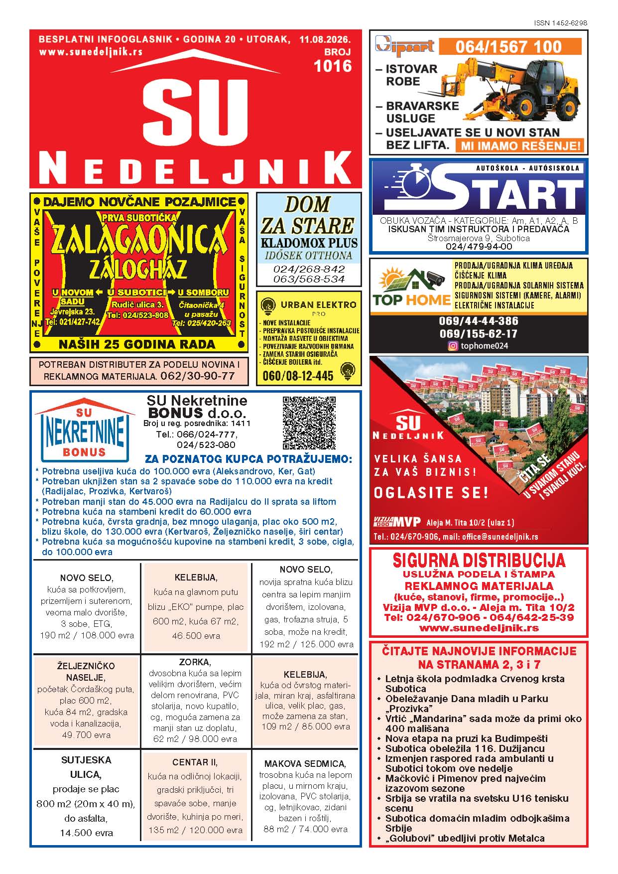Su Nedeljnik 1016. broj Su Nedeljnik 1016. broj